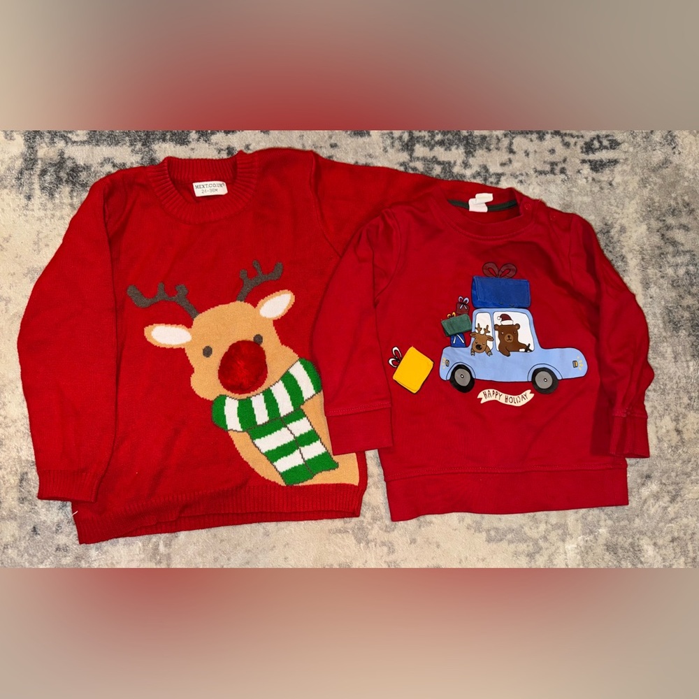 Two toddler Christmas sweaters